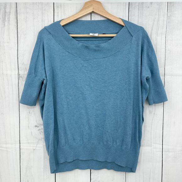 CAbi XXS Blue Silk Blend Sweater sweatshirt short sleeve pullover knit womens - Picture 1 of 8